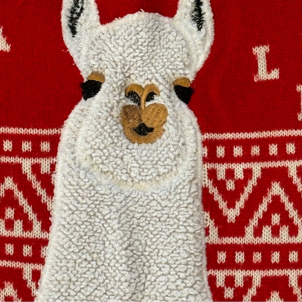 Holiday Time Christmas Sweater Lama Red/White SZ XXL - Picture 3 of 5
